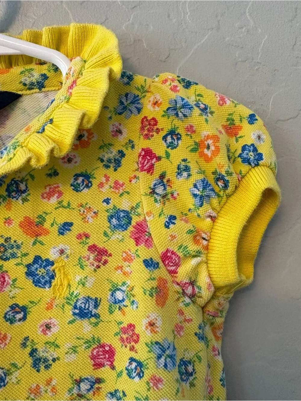 Ralph Lauren yellow floral short sleeve pique polo dress size 18 months
